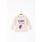 Toontoy Kız Çocuk Çevirmeli Pul Detaylı Sweatshirt Kahverengi 4 YAŞ