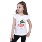 Toontoy Kız Çocuk Çevirmeli Pullu Kiraz Baskılı Tişört Ekru 2 YAŞ