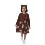 TOONTOY Kız Çocuk Çiçek Baskılı Elbise, 4 Yaş, 24937, Kahverengi, Kız Çocuklar