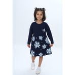 Toontoy Kız Çocuk Çiçek Baskılı Elbise - 4 Yaş - Lacivert