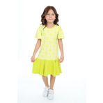 Toontoy Kız Çocuk Çiçek Baskılı Elbise Açık Yeşil 6 YAŞ