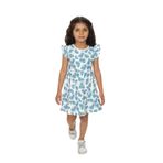 Toontoy Kız Çocuk Çiçek Baskılı Elbise Mavi 4 YAŞ