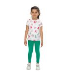 Toontoy Kız Çocuk Çiçek Baskılı Kaprili Takım Çimen Yeşili 2 YAŞ