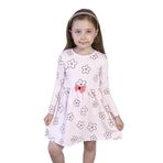 Toontoy Kız Çocuk Çiçek Desenli Fiyonk Detaylı Elbise Pudra 3 YAŞ