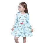 Toontoy Kız Çocuk Çiçek Desenli Fiyonk Detaylı Elbise Su Yeşili 1 YAŞ