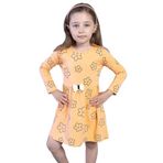Toontoy Kız Çocuk Çiçek Desenli Fiyonk Detaylı Elbise Turuncu 1 YAŞ