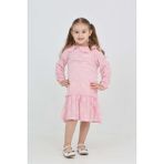 Toontoy Kız Çocuk Çiçek Nakışlı Bebe Yaka Elbise - 3 Yaş - Açık Pembe
