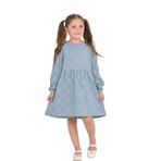 TOONTOY Kız Çocuk Çiçek Nakışlı Elbise, 6-7 Yaş, 24815, İndigo, Kız Çocuklar