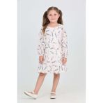 Toontoy Kız Çocuk Çiçekli Volanlı Elbise - Lila - 2 Yaş