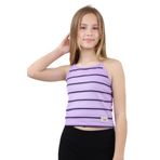 Toontoy Kız Çocuk Çizgili Atlet Lila 6-7 YAŞ