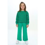 Toontoy Kız Çocuk Çizgili Baskılı Eşofman Takım Çimen Yeşili 8 YAŞ