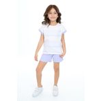 Toontoy Kız Çocuk Çizgili Kalp Nakışlı Şortlu Takım Mavi 3 YAŞ