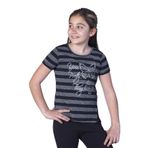 Toontoy Kız Çocuk Çizgili Kelebek Baskılı Tişört Siyah