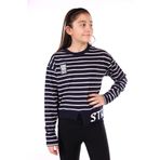 Toontoy Kız Çocuk Çizgili Striped Baskılı Sweatshirt - 6 - 7 Yaş - Lacivert