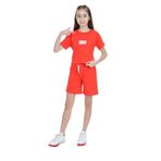Toontoy Kız Çocuk Crop Aloha Yazı Baskılı Şortlu Takım Nar Çiçeği 6-7 YAŞ