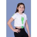 Toontoy Kız Çocuk Crop Model Baskılı Taş İşlemeli Tişört Ekru 8 YAŞ