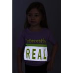 Toontoy Kız Çocuk Crop Model Cebi Reflektör Detaylı Baskılı Tişört - 6 Yaş - Lila