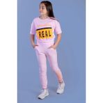 Toontoy Kız Çocuk Crop Model Cep Detaylı Baskılı Eşofman Takımı - 6 Yaş - Pembe