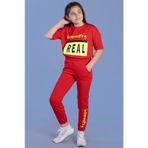 Toontoy Kız Çocuk Crop Model Cep Detaylı Baskılı Eşofman Takımı
