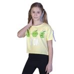 Toontoy Kız Çocuk Crop Model Elma Baskılı Tişört Sarı 10 YAŞ