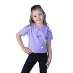 Toontoy Kız Çocuk Crop Model Neon Baskılı Tişört Lila 5 YAŞ