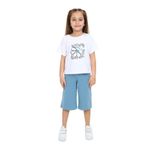 Toontoy Kız Çocuk Daisy Yazılı Çiçek Baskılı Kaprili Takım Beyaz 5 YAŞ