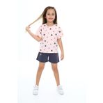 Toontoy Kız Çocuk Daisy Yazılı Çiçek Baskılı Kaprili Takım Pudra 5 YAŞ