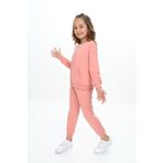 Toontoy Kız Çocuk Damla Nakışlı Eşofman Takım Koyu Pudra 3 YAŞ