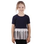 TOONTOY Kız Çocuk Dantel Detaylı Garnili Elbise, 13-14 Yaş, 16298-, Lacivert, Kız Çocuklar