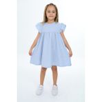 Toontoy Kız Çocuk Desenli Elbise - 4 Yaş - Mavi