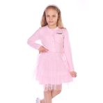 TOONTOY Kız Çocuk Düğmeli Girl Nakışlı Tüllü Elbise, Siyah, 13-14 Yaş