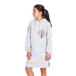 Toontoy Kız Çocuk Düşük Kol Baskılı Elbise - 10 Yaş - Gri