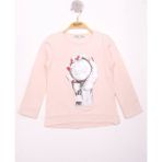 Toontoy Kız Çocuk El Baskılı T-Shirt - 5 Yaş - Pudra