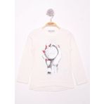 Toontoy Kız Çocuk El Baskılı T-Shirt - 7 Yaş - Ekru