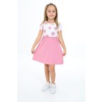 Toontoy Kız Çocuk Eteği Garnili Çiçek Baskılı Elbise Gül Kurusu 4 YAŞ