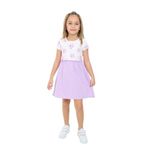 Toontoy Kız Çocuk Eteği Garnili Çiçek Baskılı Elbise Lila 5 YAŞ