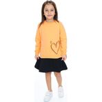Toontoy Kız Çocuk Eteği Kadife Kalp Baskılı Elbise