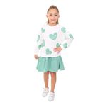 Toontoy Kız Çocuk Etek Volanlı Baskılı Elbise Yeşil 3 YAŞ