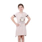 Toontoy Kız Çocuk Fabulous Baskılı Elbise Kahve Melanj 5 YAŞ