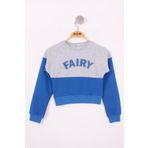 Toontoy Kız Çocuk Fairy Baskılı Garnili Sweatshirt Gri Melanj 10 YAŞ