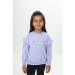 Toontoy Kız Çocuk Fantasy Çiçek Baskılı Sweatshirt - Mavi - 4 Yaş