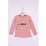 Toontoy Kız Çocuk Fashion Baskılı Tişört Gül Kurusu 5 YAŞ