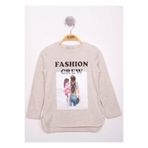 TOONTOY Kız Çocuk Fashion Baskılı Tişört Kahve Melanj 5 Yaş, 5 Yaş, 16057-, Kahve Melanj, Kız Çocuklar
