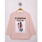Toontoy Kız Çocuk Fashion Baskılı Tişört Pudra 6 YAŞ