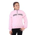 Toontoy Kız Çocuk Fermuar Detaylı Nakışlı Kadife Sweatshirt Pembe 8-9 YAŞ