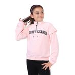 Toontoy Kız Çocuk Fermuar Detaylı Nakışlı Kadife Sweatshirt Pudra 10-11 YAŞ
