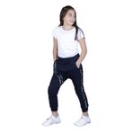 Toontoy Kız Çocuk Fermuar Detaylı Şalvar Tipi Eşofman Alt Lacivert 8 YAŞ