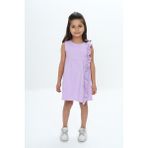Toontoy Kız Çocuk Fırfır Detaylı Elbise - Lila - 2 Yaş