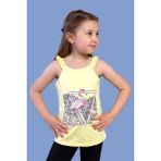 Toontoy Kız Çocuk Fırfır Detaylı Flamingo Kabartma Baskılı Atlet - 3 Yaş - Sarı
