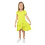 Toontoy Kız Çocuk Fırfır Detaylı Nakışlı Elbise Açık Yeşil 6 YAŞ